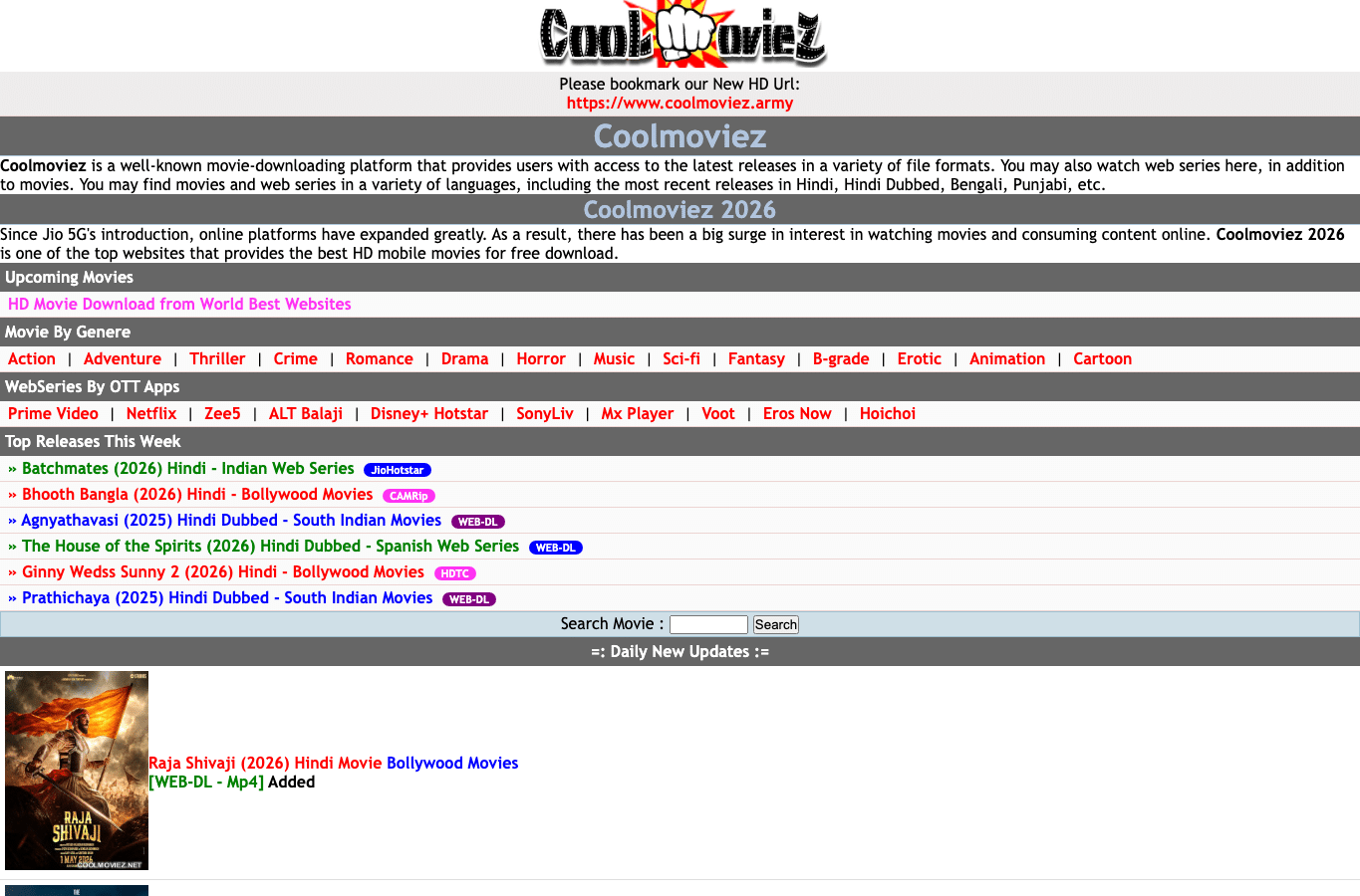 Screenshot preview of coolmoviez.vu