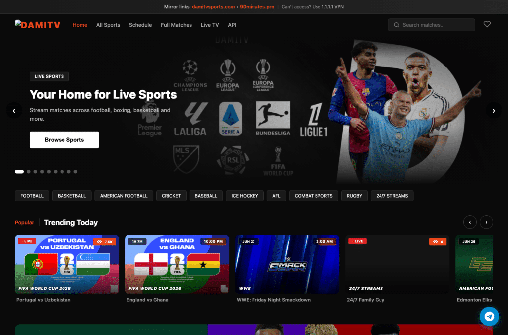 dami-tv.pro homepage screenshot