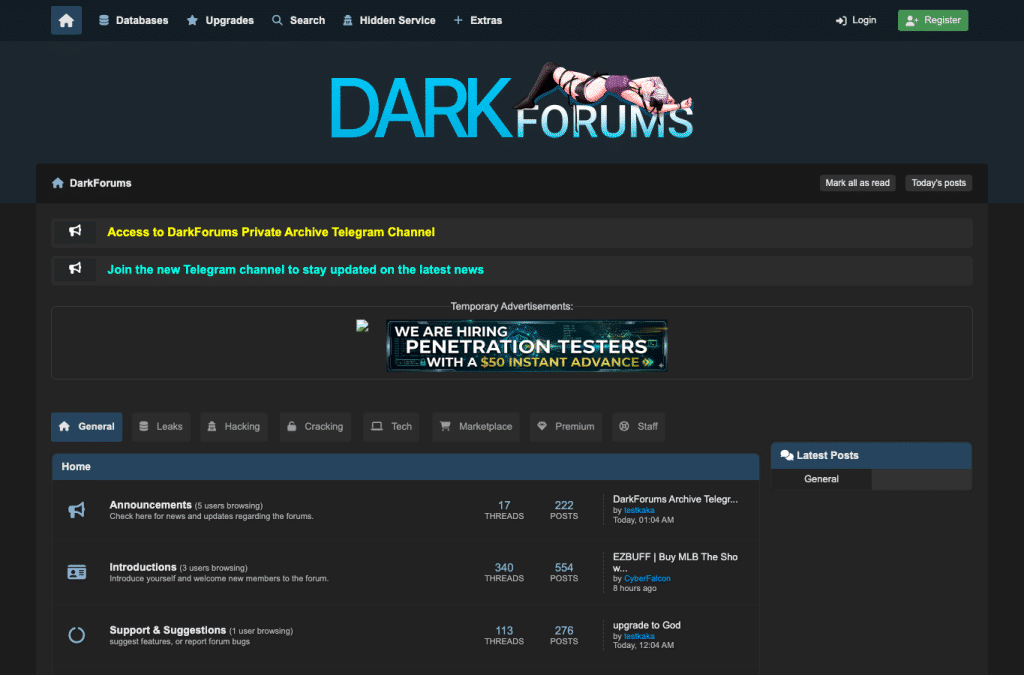 darkforums.su homepage screenshot