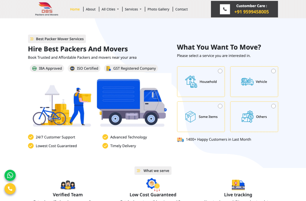 dbspackers.com homepage screenshot