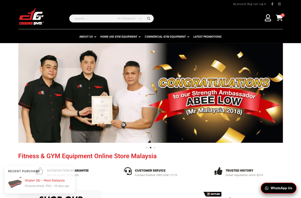 desiregym.com homepage screenshot