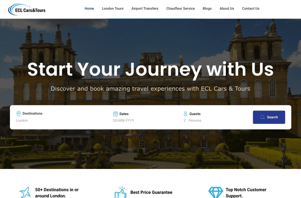 eclcars.co.uk homepage screenshot