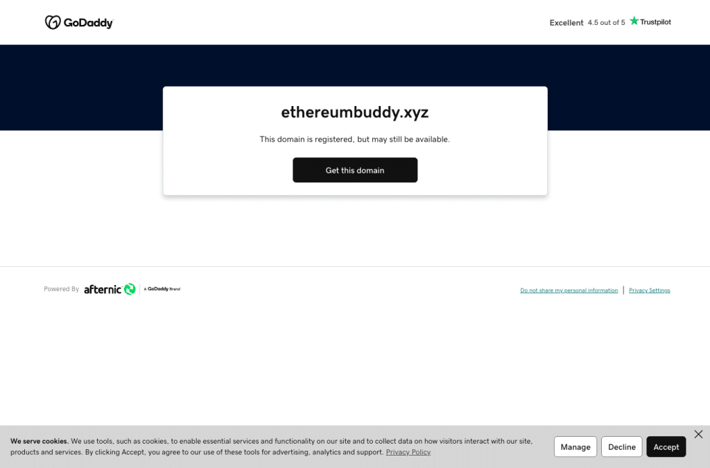 ethereumbuddy.xyz homepage screenshot