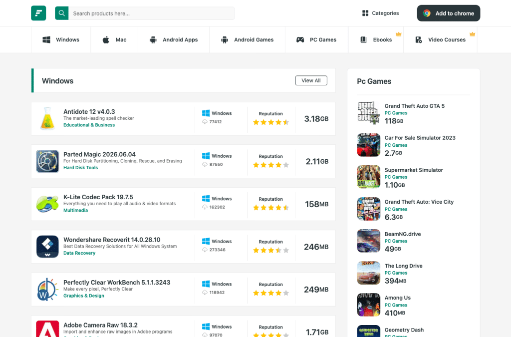 filecr.com homepage screenshot