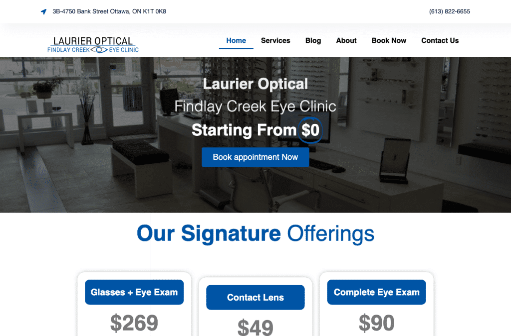 findlaycreekeyeclinic.ca homepage screenshot