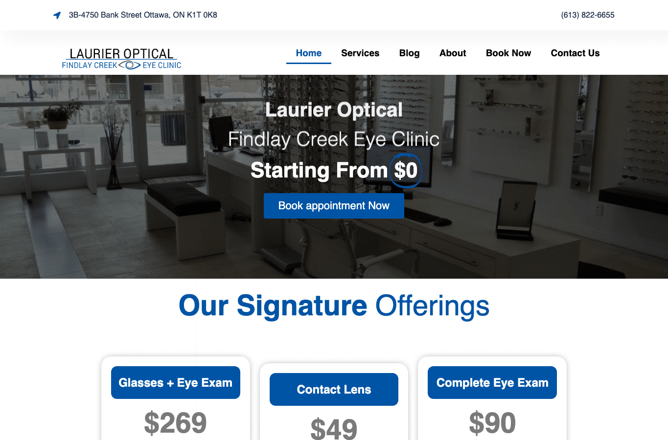 Screenshot preview of findlaycreekeyeclinic.ca