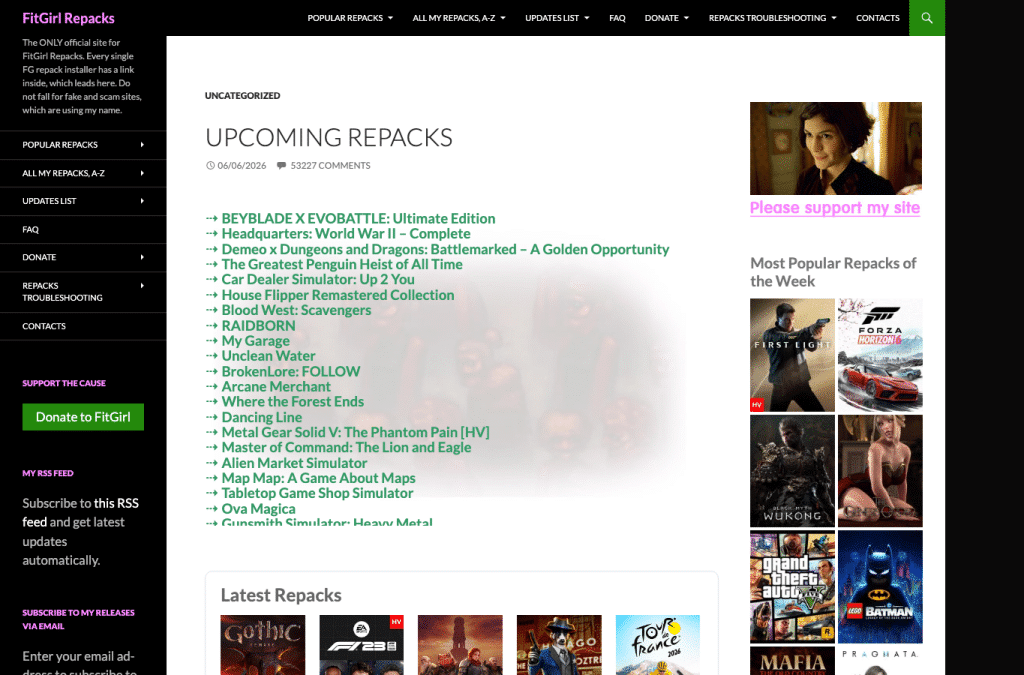 fitgirl-repacks.site homepage screenshot