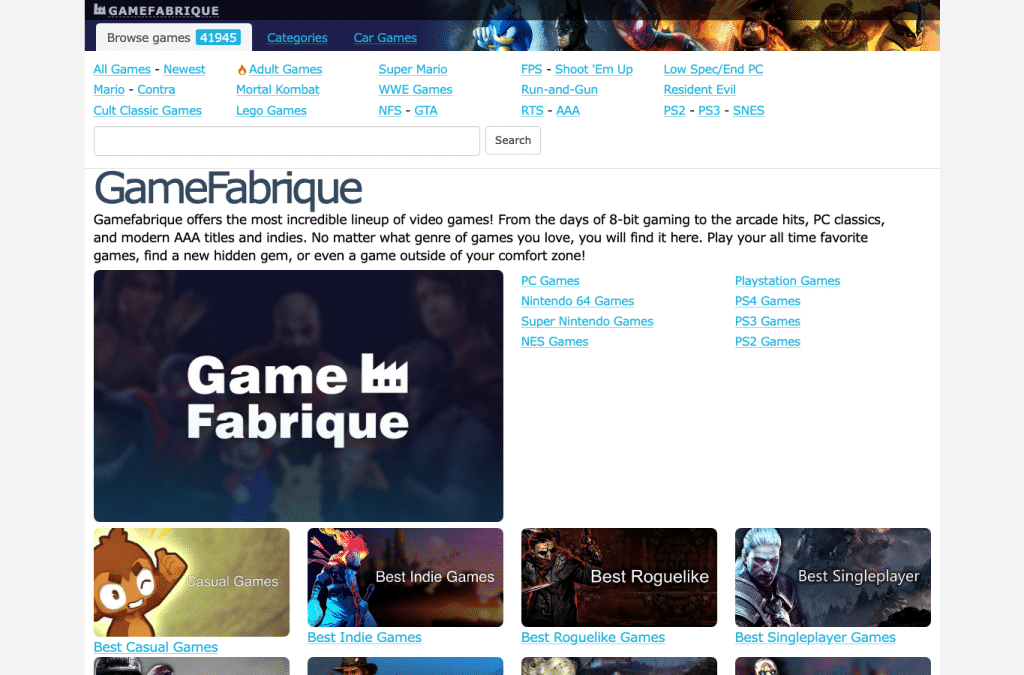 gamefabrique.com homepage screenshot