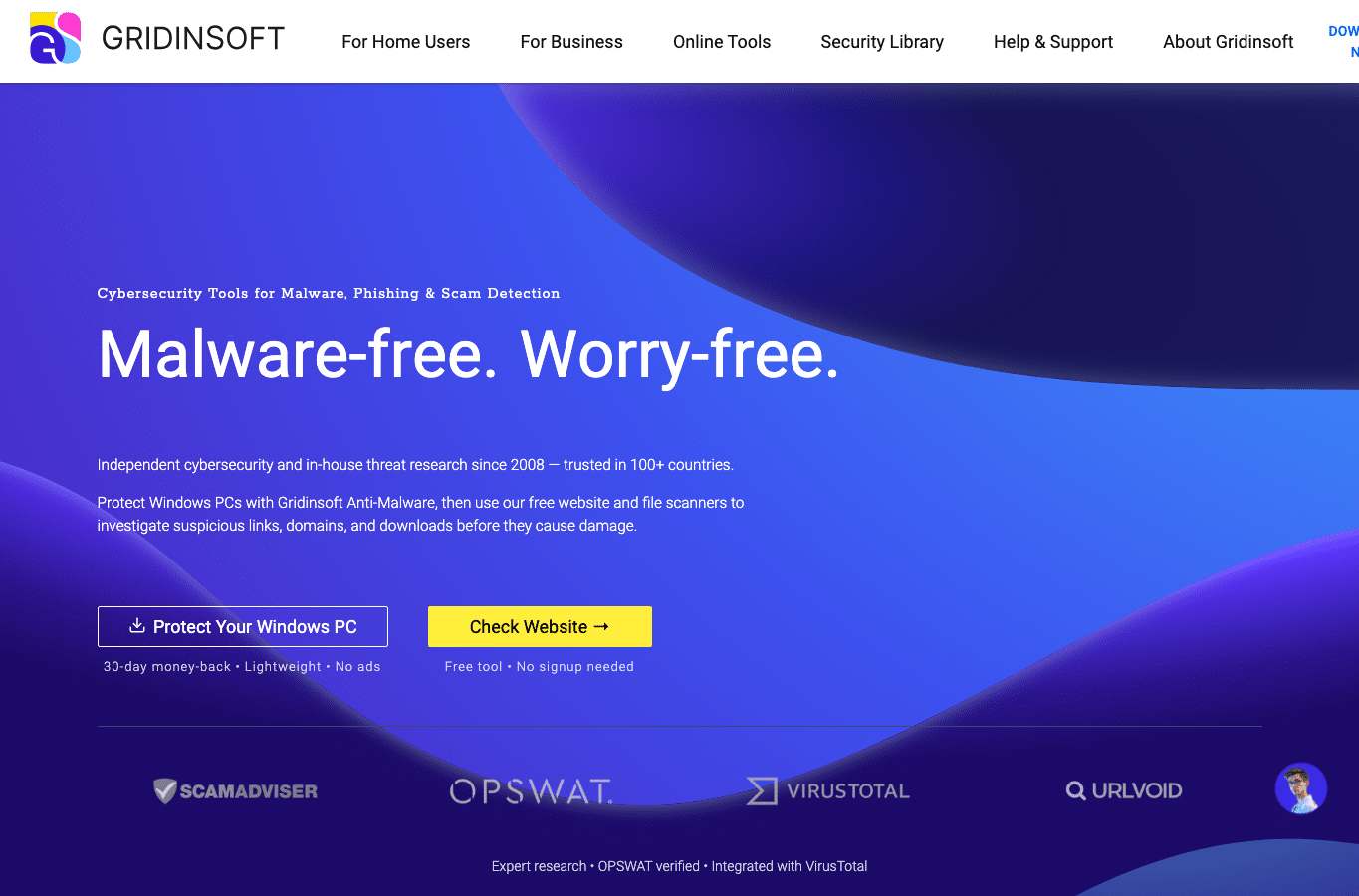 Screenshot preview of gridinsoft.com