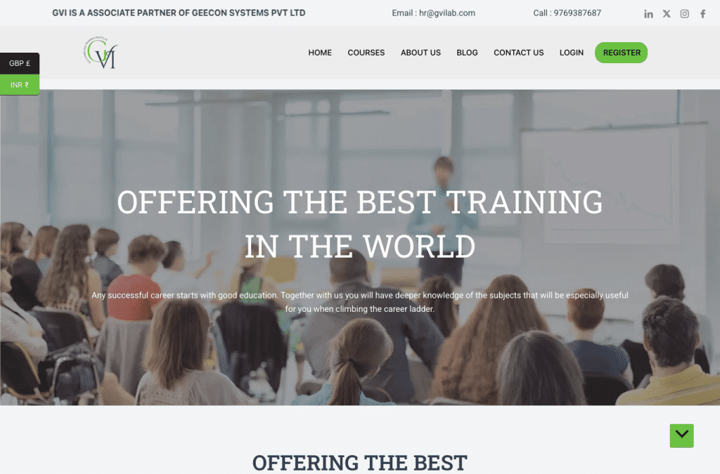 gvitraininginstitute.com homepage screenshot