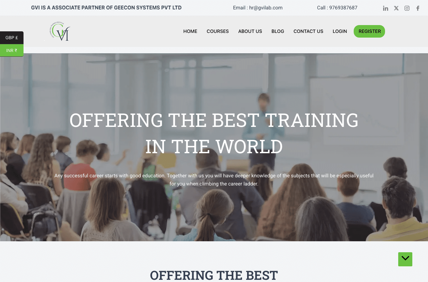 Screenshot preview of gvitraininginstitute.com