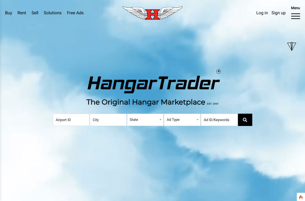 hangartrader.com homepage screenshot