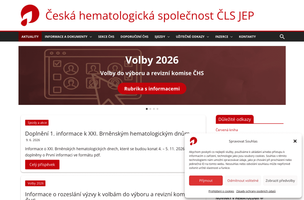 hematology.cz homepage screenshot