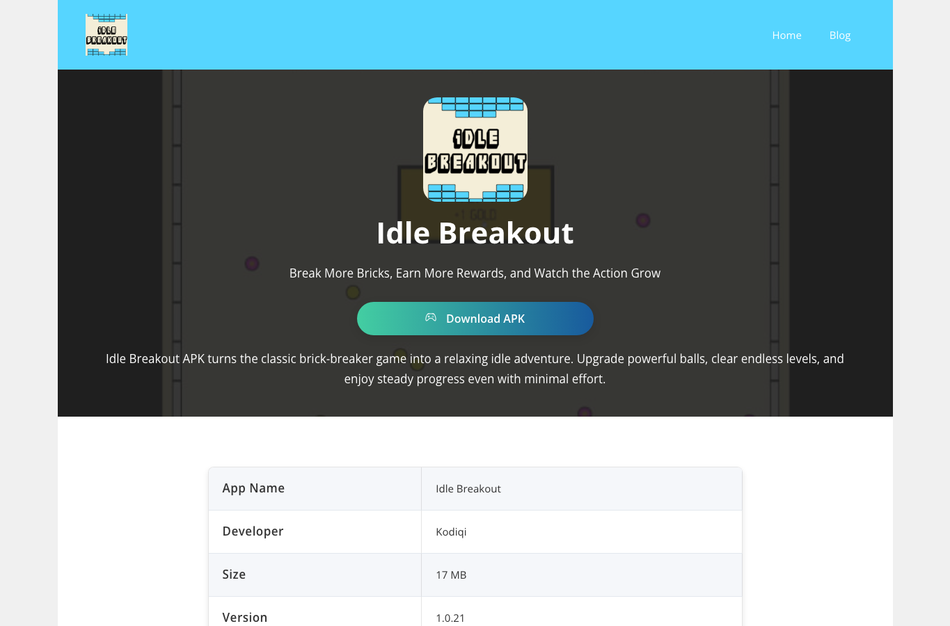 Screenshot preview of idlebreakoutapk.com