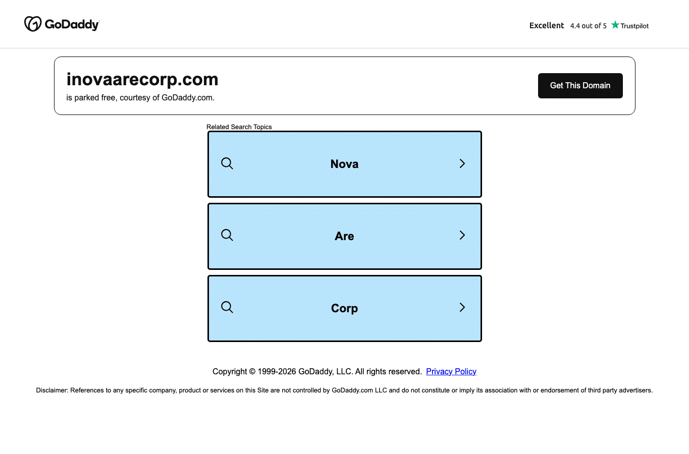 Screenshot preview of inovaarecorp.com