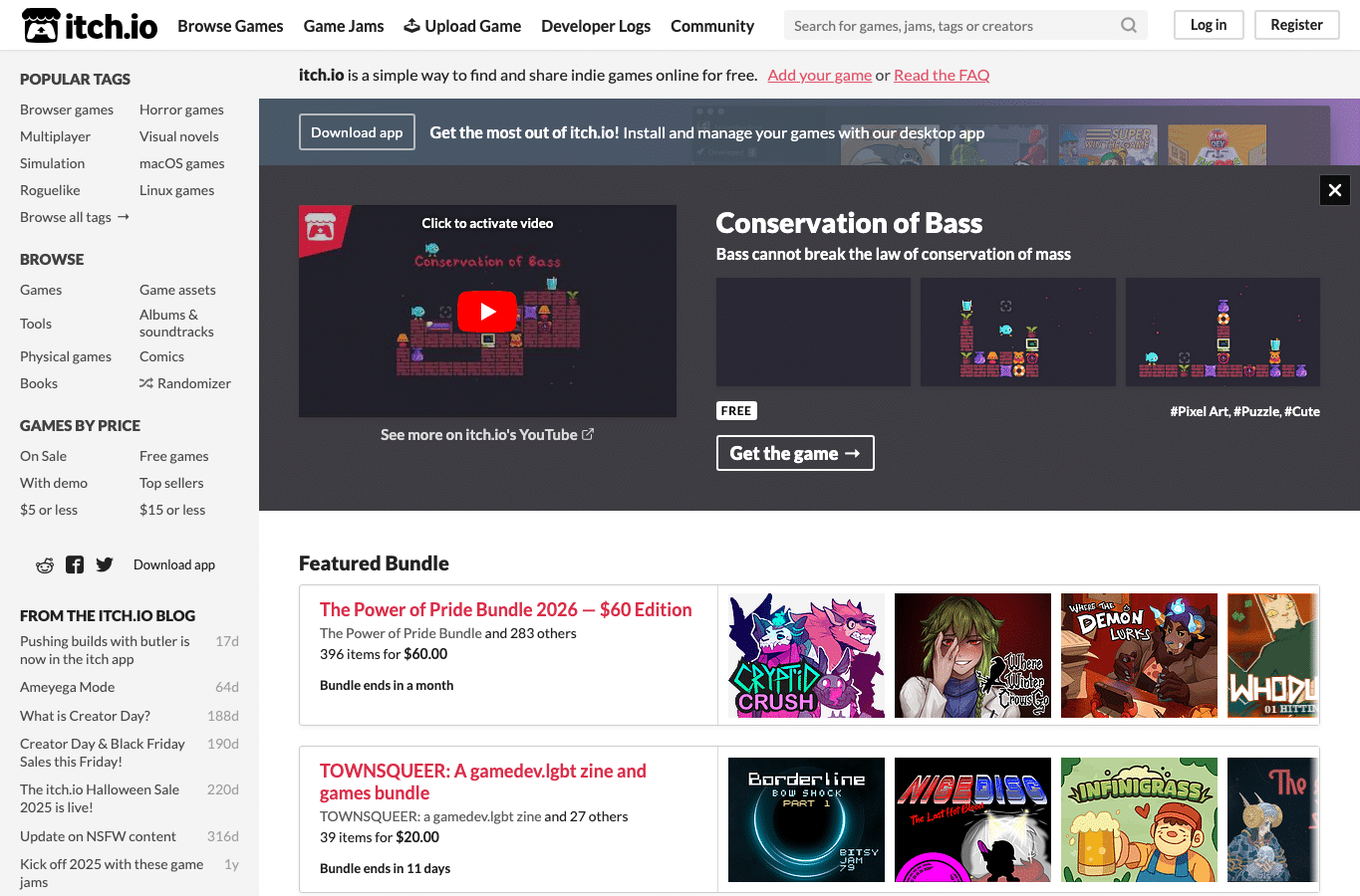 Screenshot preview of itch.io