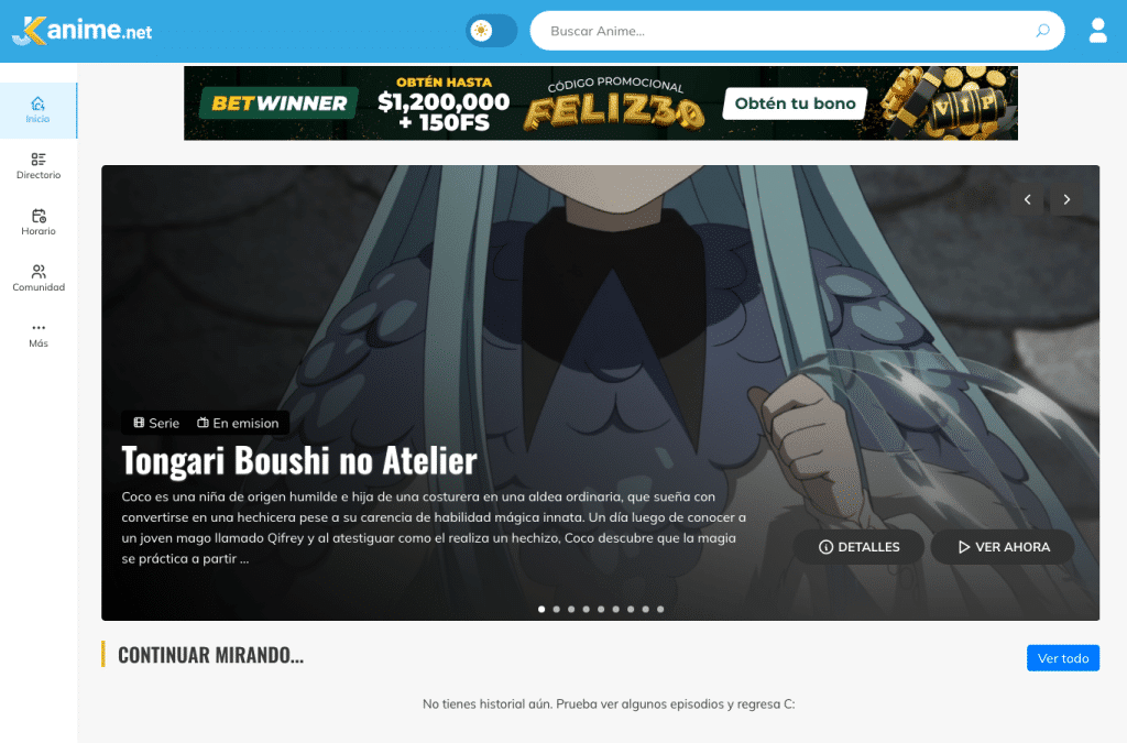 jkanime.net homepage screenshot