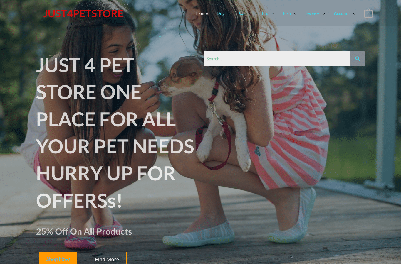 Screenshot preview of just4petstore.com