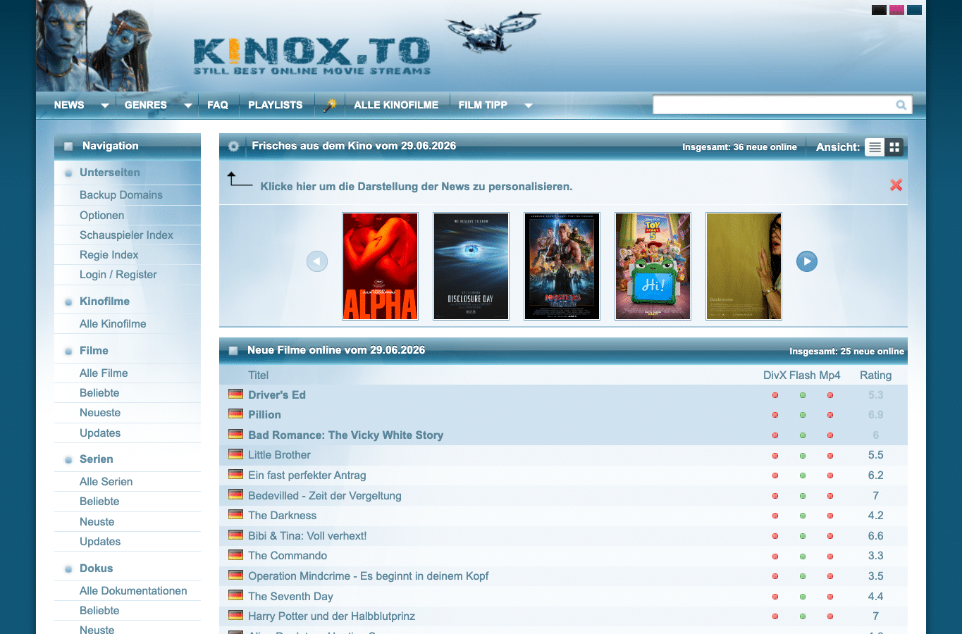 Screenshot preview of kinox.to