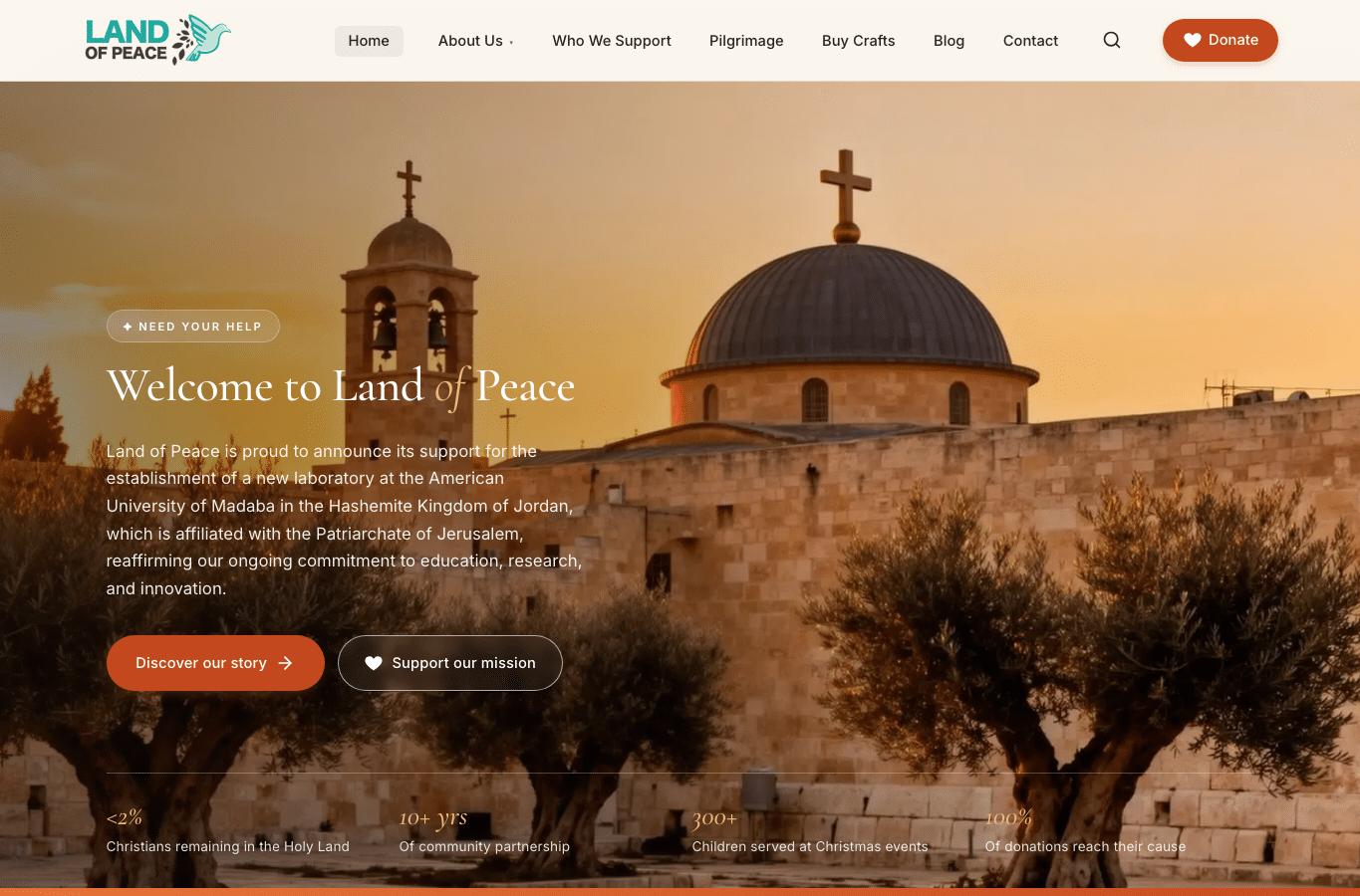 Screenshot preview of landofpeace.org
