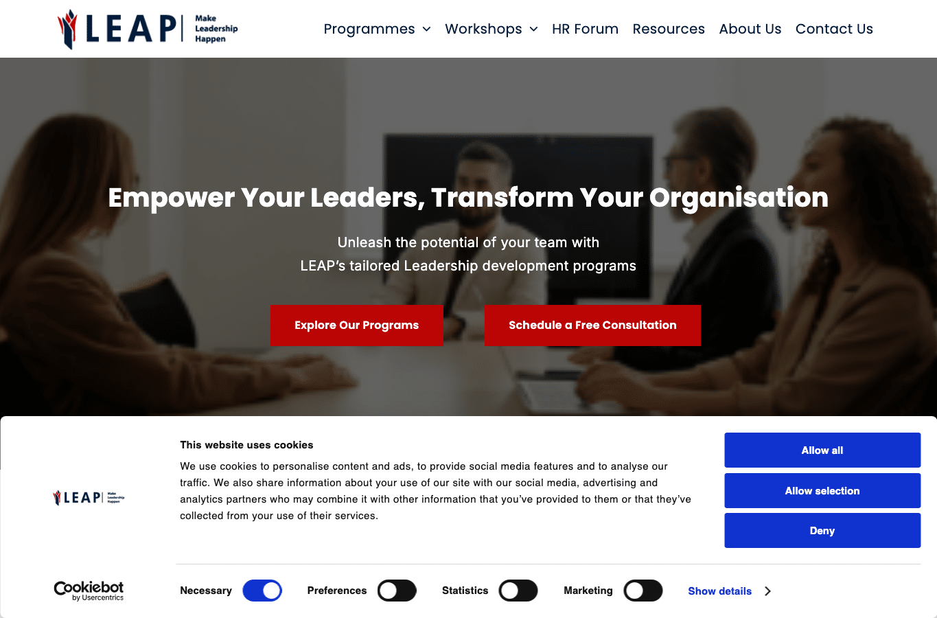 Screenshot preview of leapleadership.ie