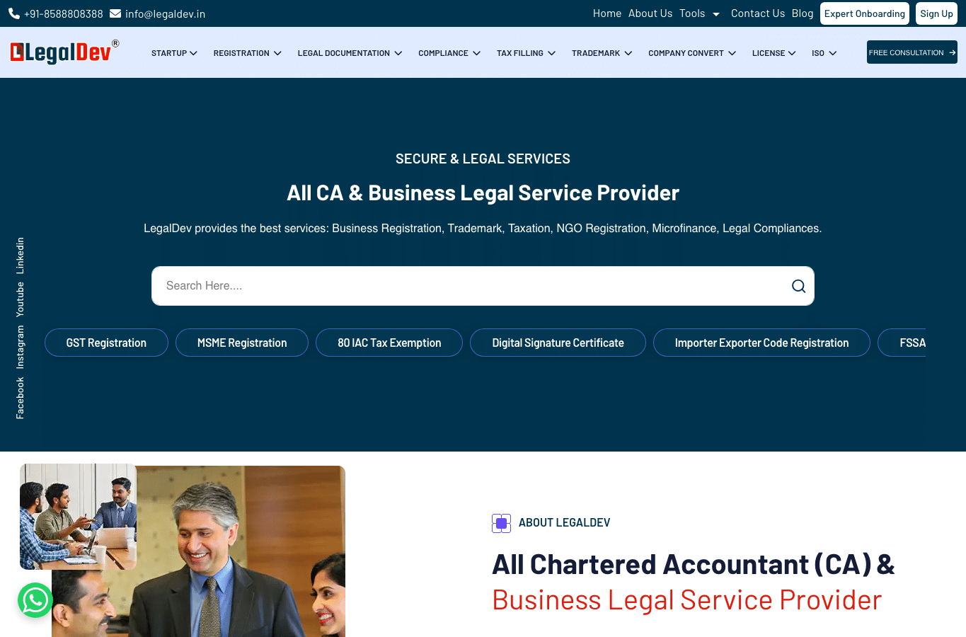 Screenshot preview of legaldev.in