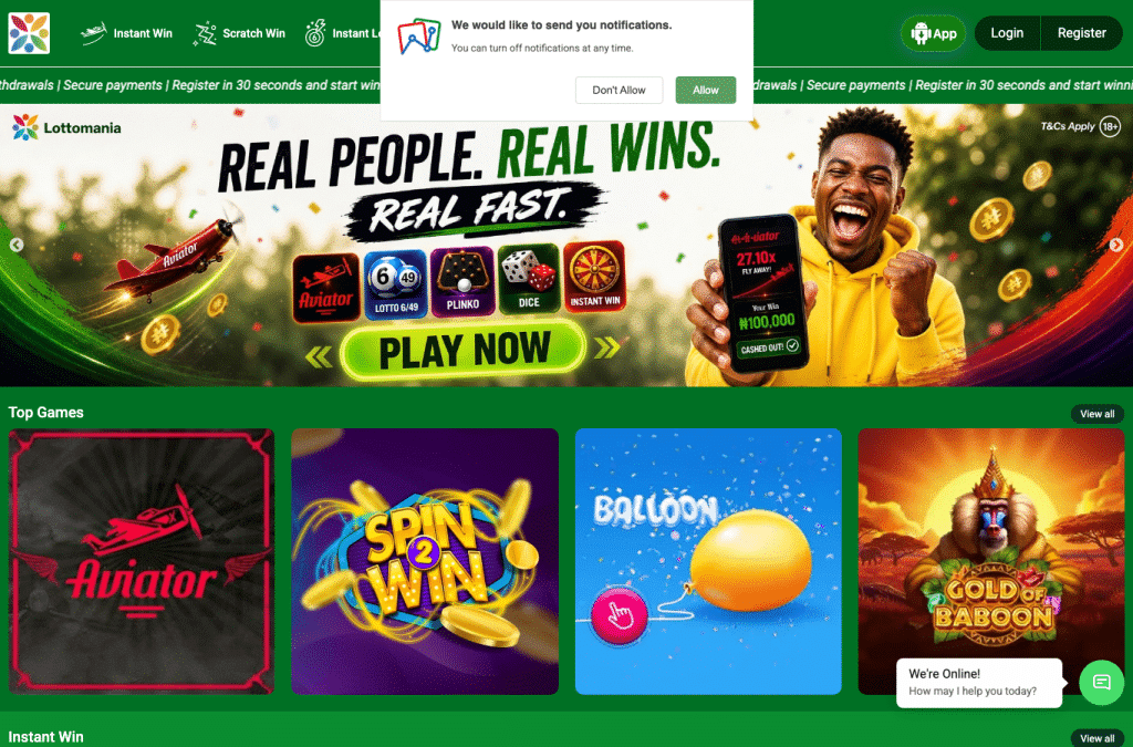 lottomania.ng homepage screenshot