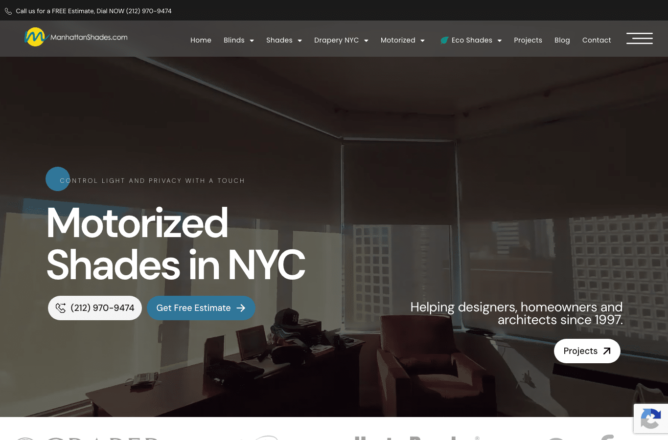 Screenshot preview of manhattanshades.com