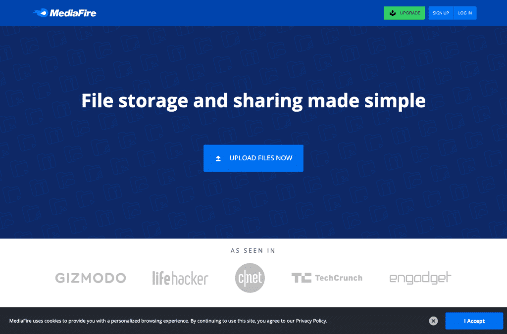 mediafire.com homepage screenshot