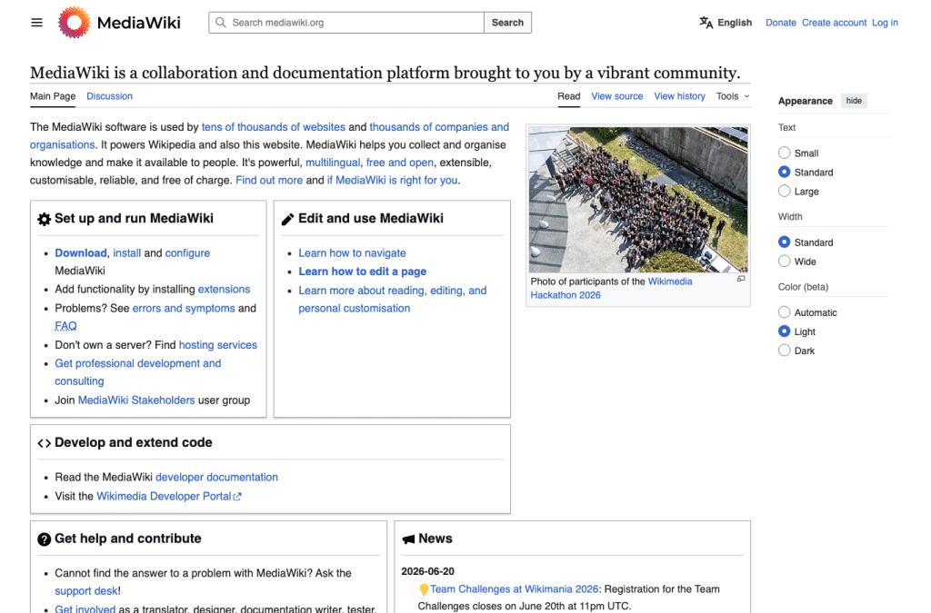 mediawiki.org homepage screenshot