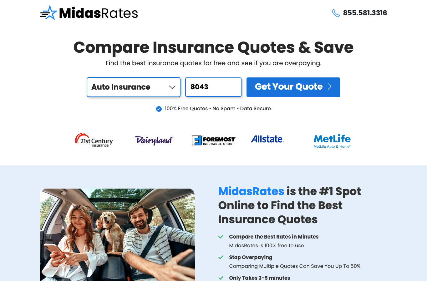 Screenshot preview of midasrates.com