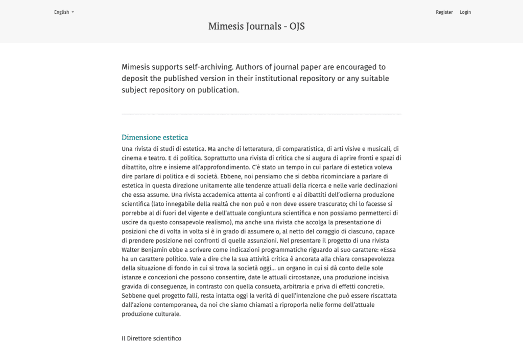 mimesisjournals.com homepage screenshot