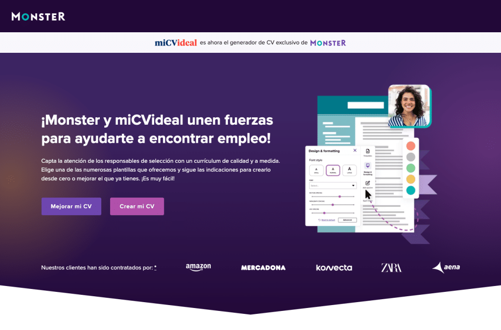 monster.es homepage screenshot