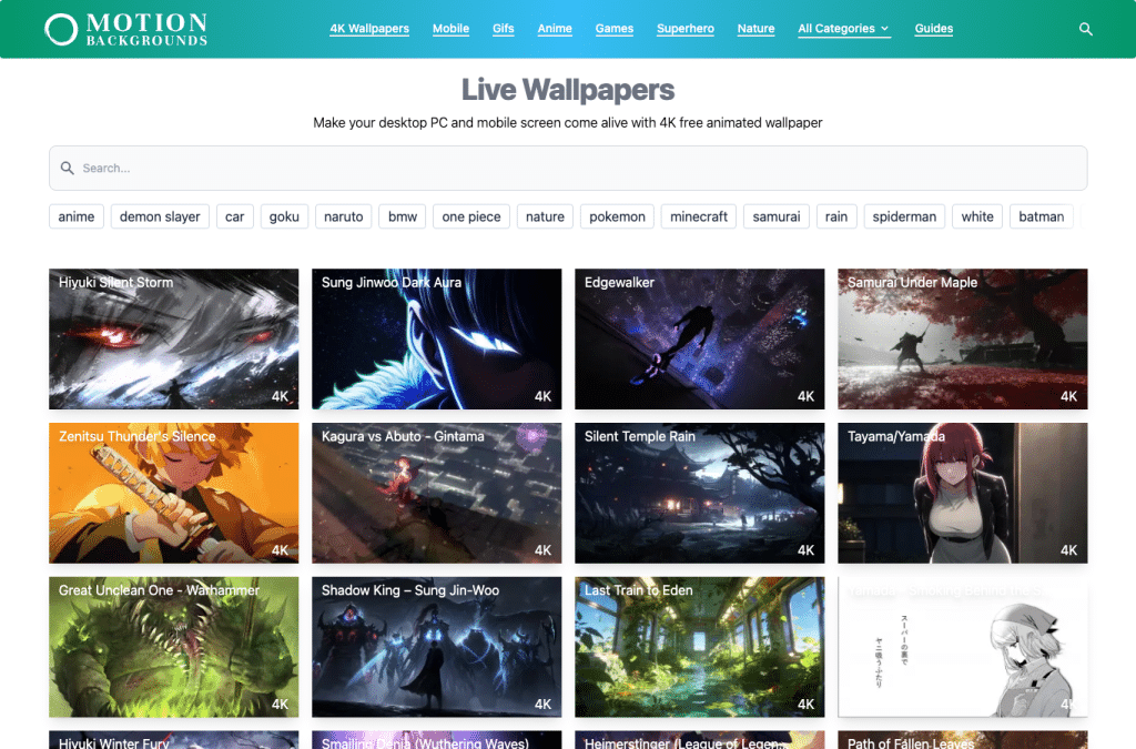 motionbgs.com homepage screenshot