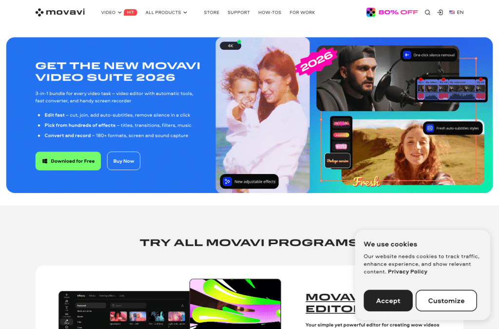 movavi.com homepage screenshot