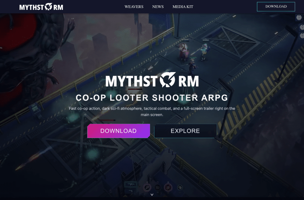 mythstorm.pro homepage screenshot