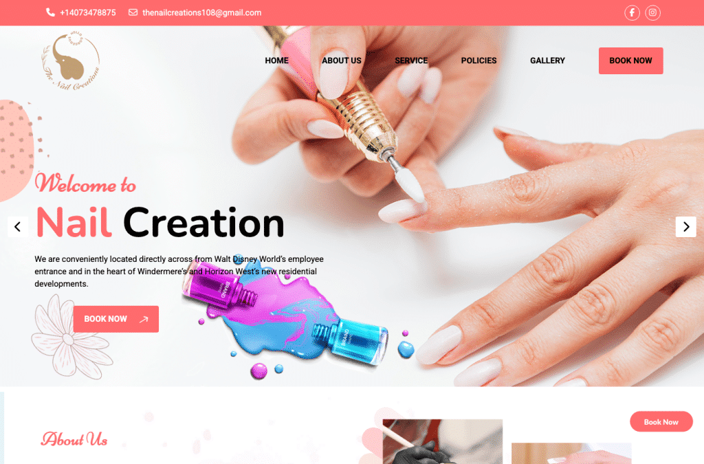 nailcreationswindermere.com homepage screenshot
