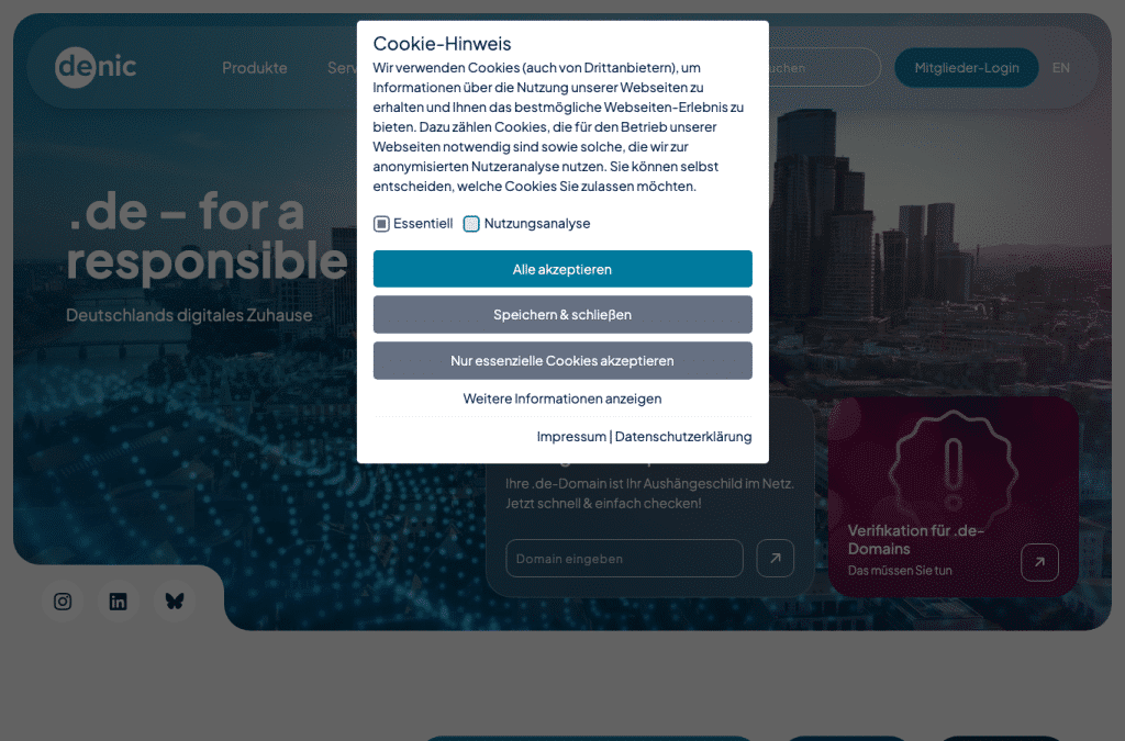 nic.de homepage screenshot