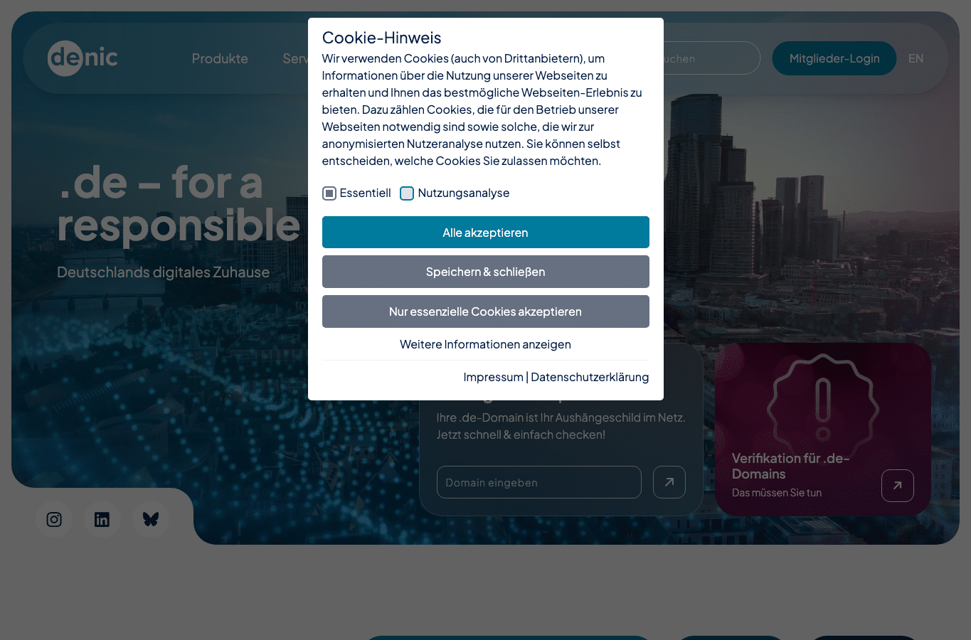 Screenshot preview of nic.de