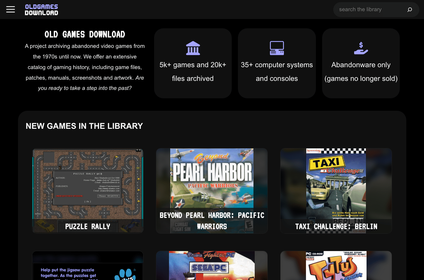 Screenshot preview of oldgamesdownload.com