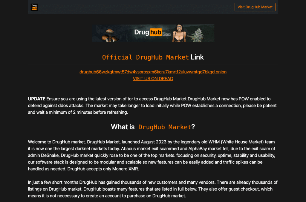 onion-drughub.com homepage screenshot