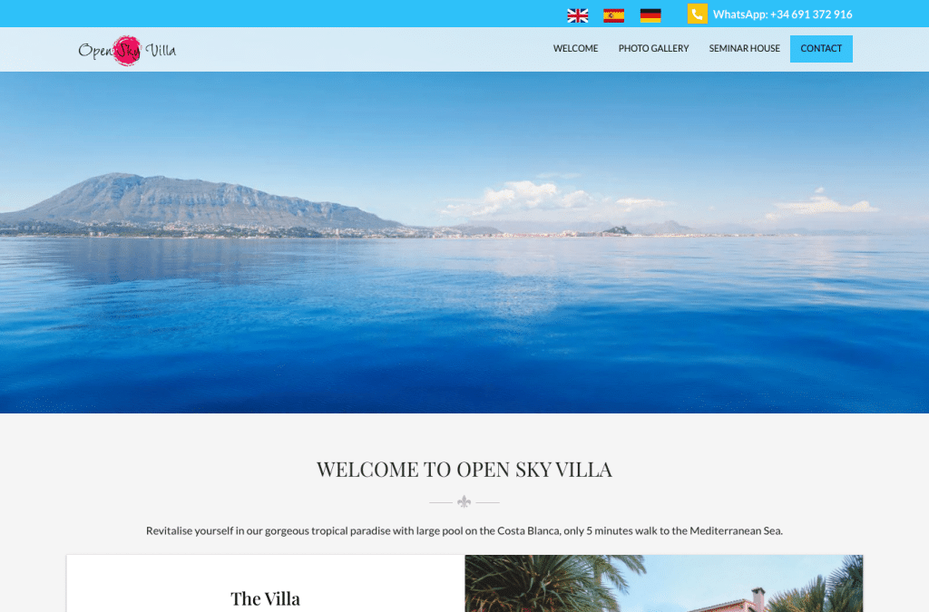 openskyvilla.com homepage screenshot