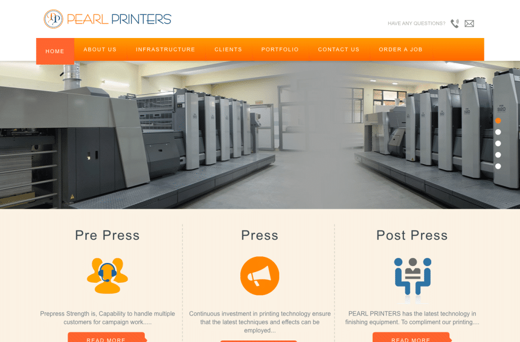 pearlprinters.com homepage screenshot
