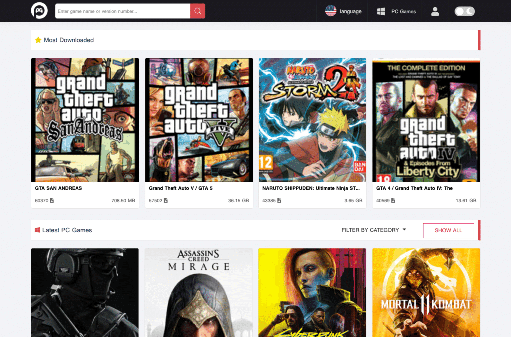 peskgames.com homepage screenshot