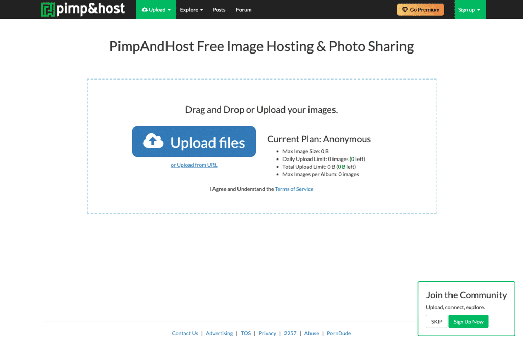 pimpandhost.com homepage screenshot