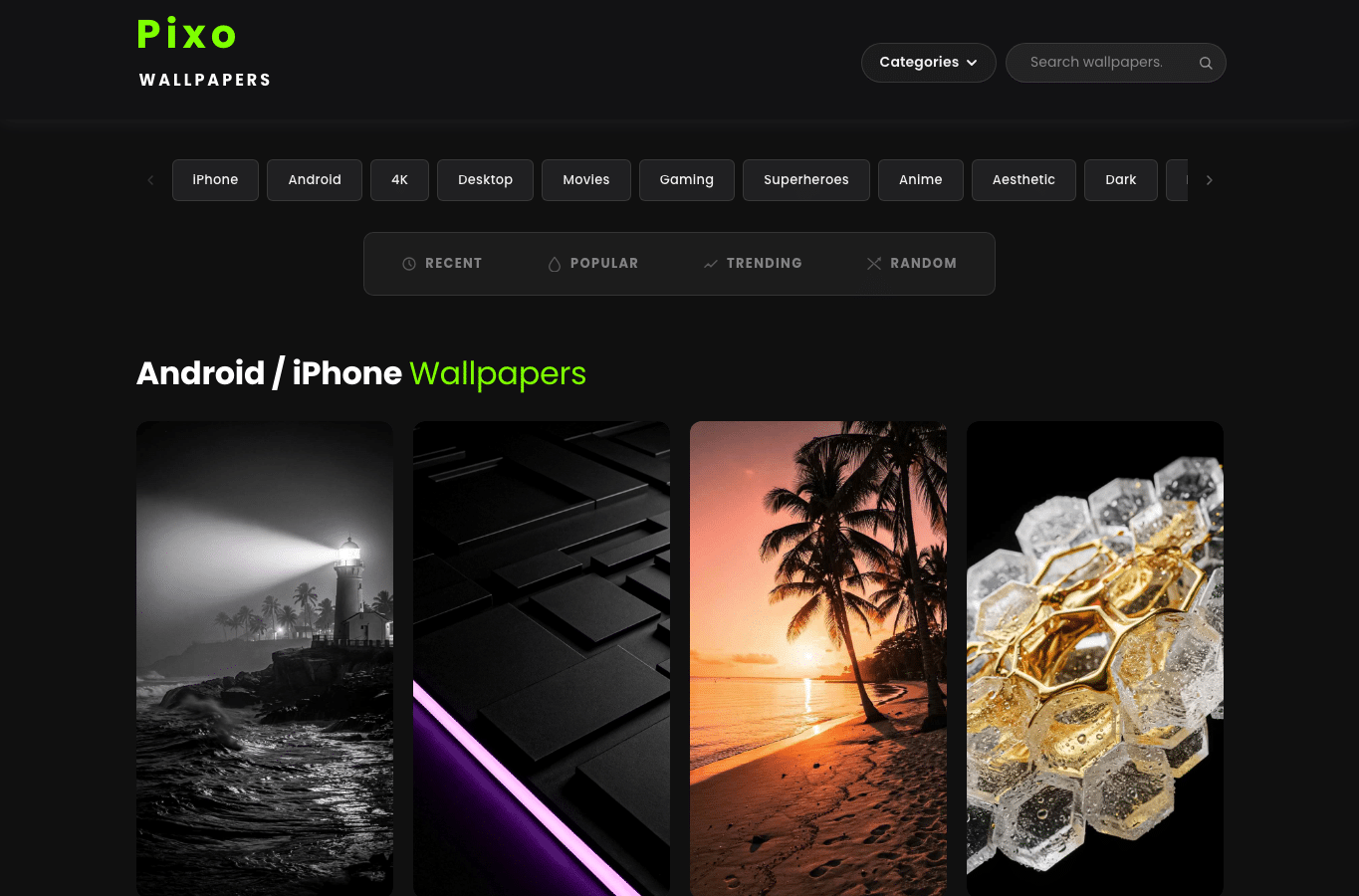 Screenshot preview of pixowallpapers.com