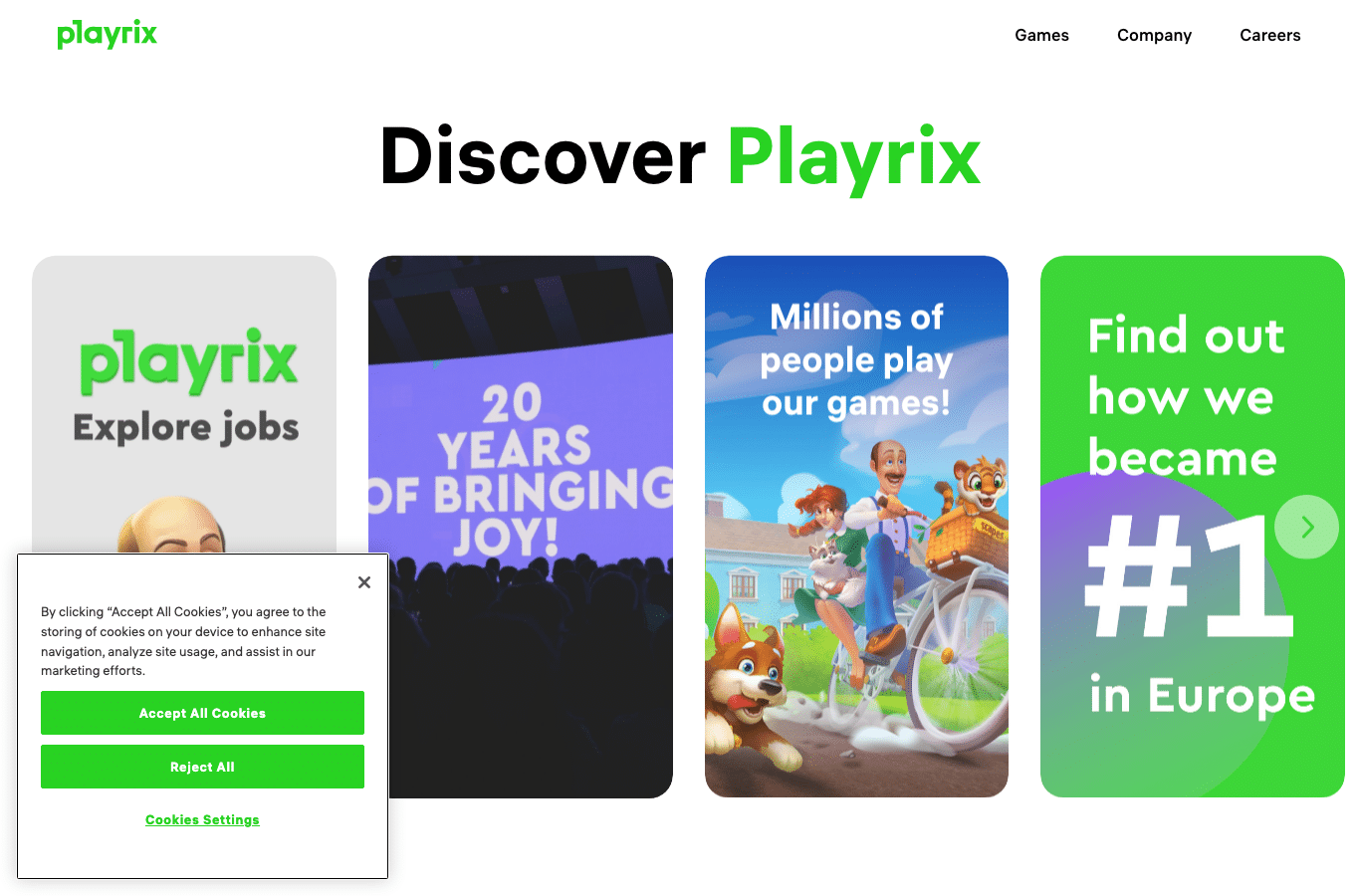 Screenshot preview of playrix.com