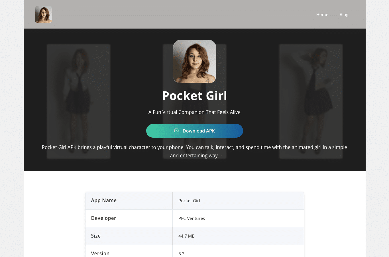 Screenshot preview of pocketgirl.org
