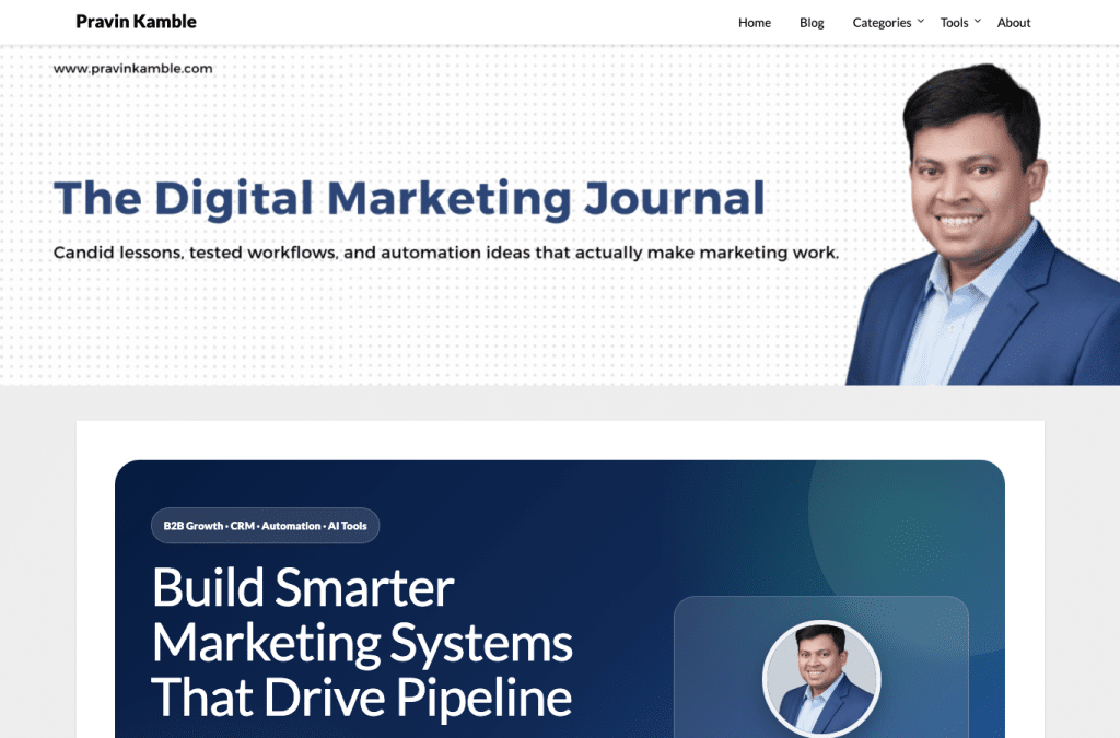 pravinkamble.com homepage screenshot