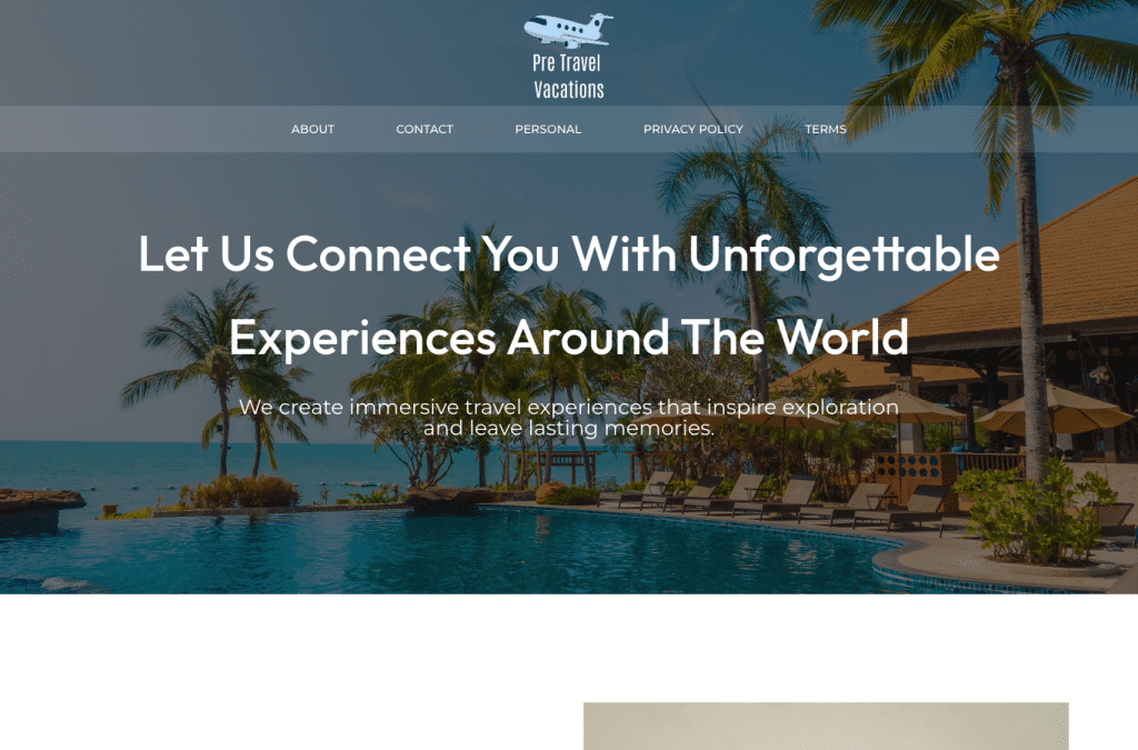 pretravelvacations.com homepage screenshot